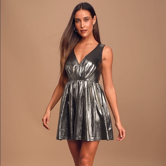 Lulus Dresses & Skirts - Lulus Metallic Skater Mini Dress